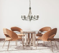 Lampadario Industrial-Nordico Maypole Acciaio Ottone 8 Luci E14