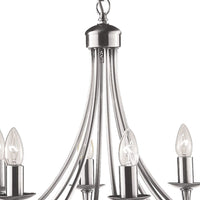 Lampadario Industrial-Nordico Maypole Acciaio Argento 8 Luci E14