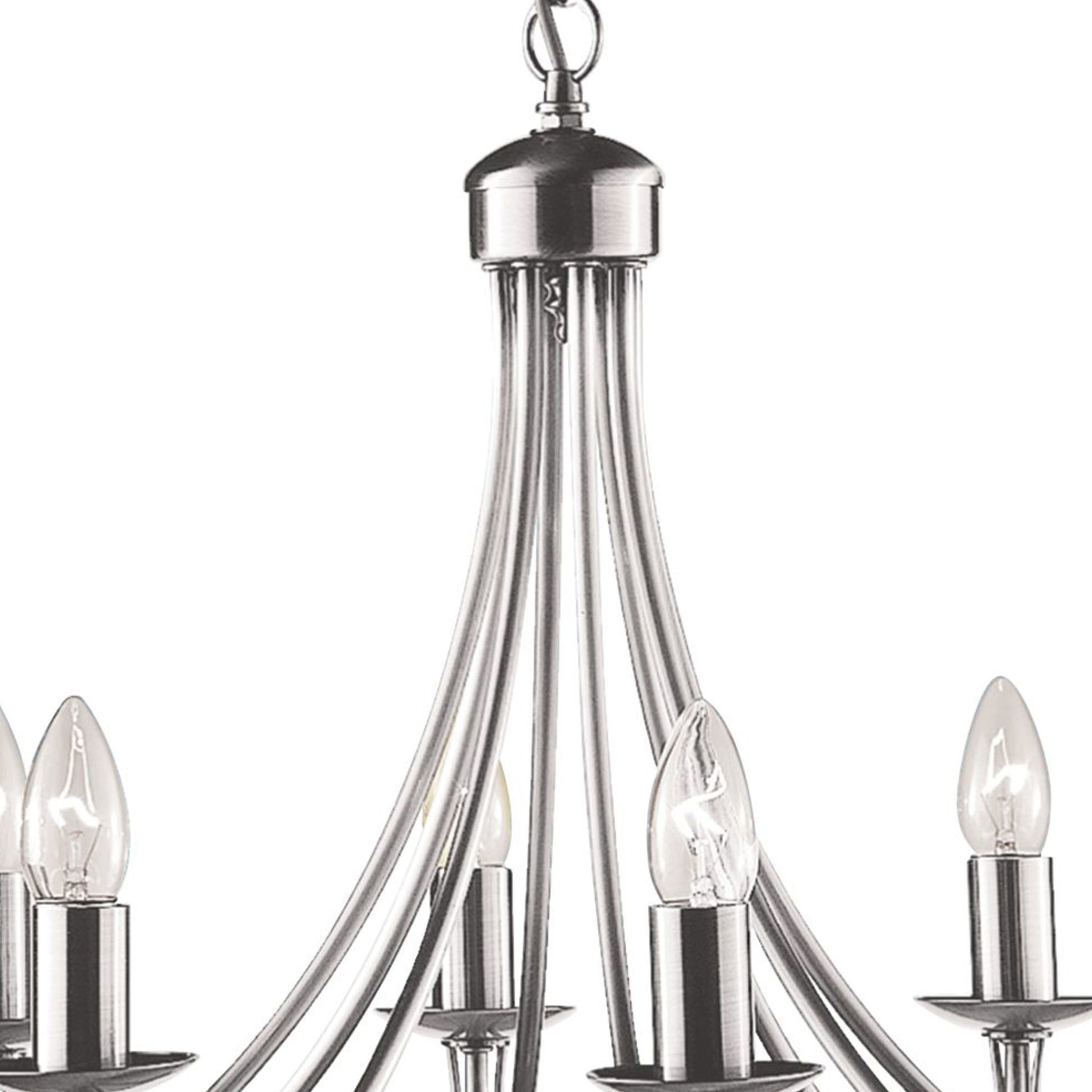 Lampadario Industrial-Nordico Maypole Acciaio Argento 8 Luci E14