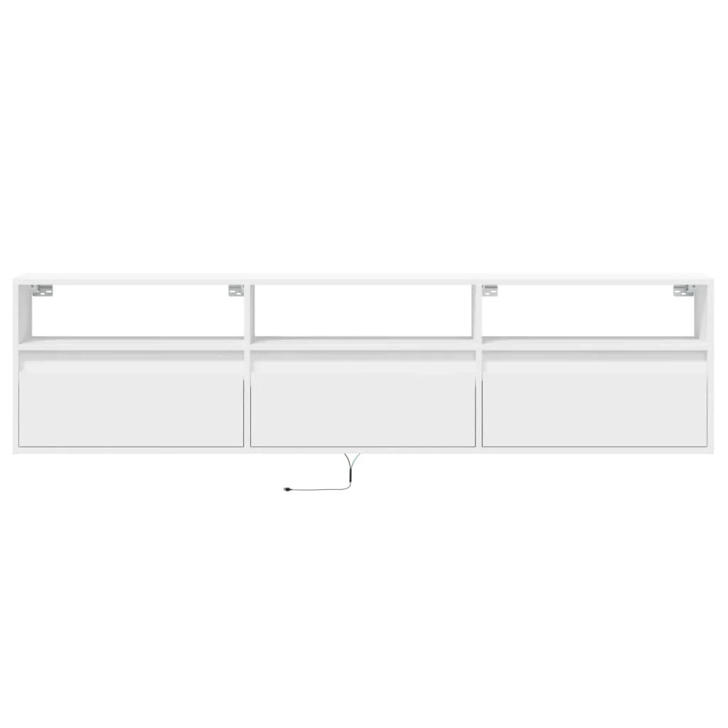 Mobile TV multimediale scaffale TV credenza mobile TV sala da pranzo soggiorno camera da letto montaggio a parete con illuminazione a LED 180 x 31 x 45 cm bianco 02_0027815