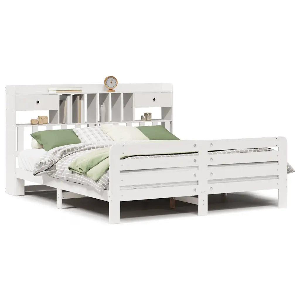 Giroletto con Libreria senza Materasso-Struttura Letto con contenitore 180x200 cm in Legno Pino 801477