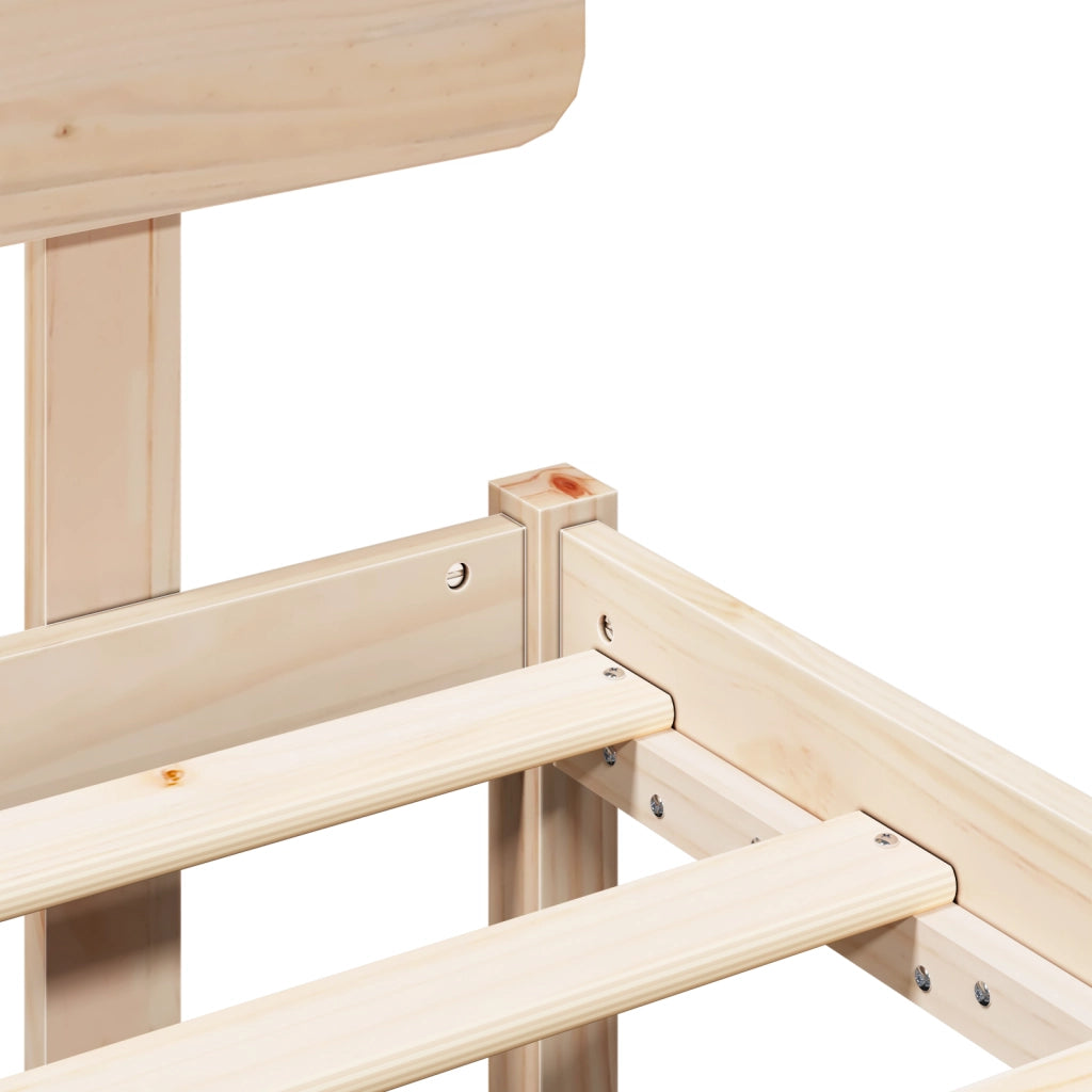 Struttura Letto con Testata 140x190 cm in Legno Massello di Pino