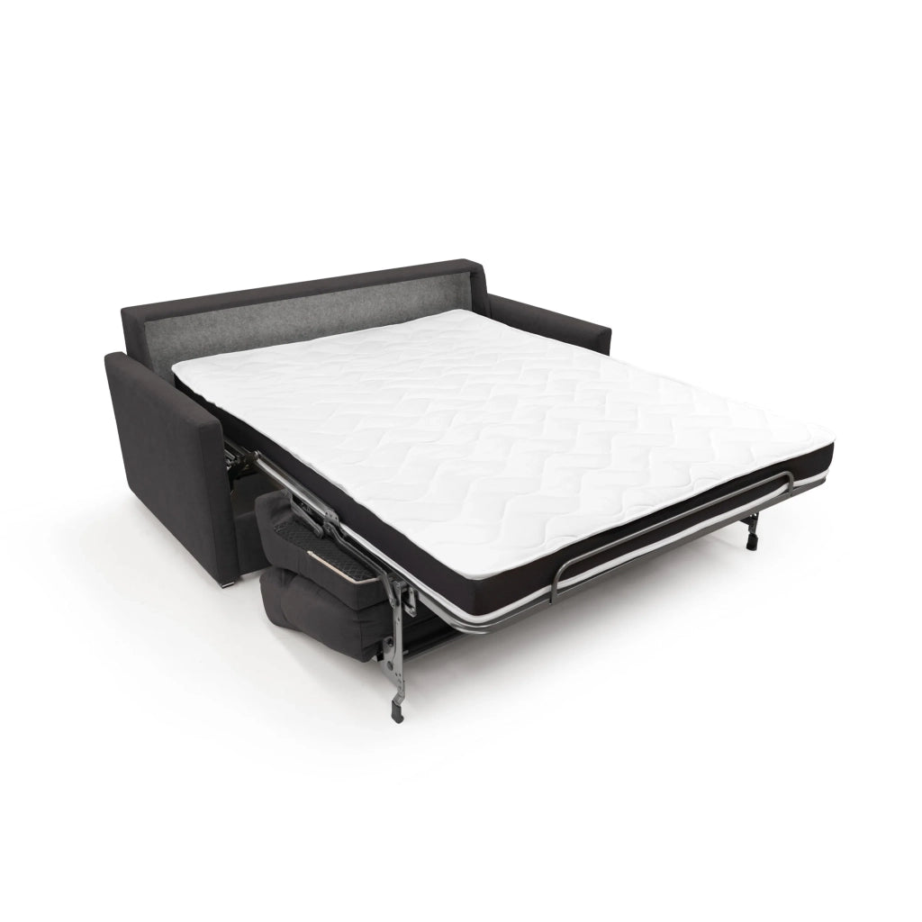Margot Divano letto matrimoniale con schienale morbido alto in tessuto T02 196 cm (mat. 160x197) nero