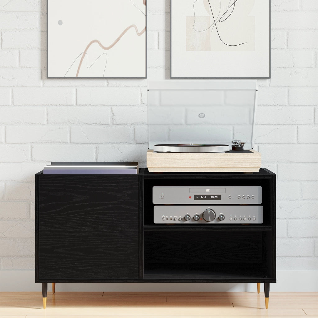 Armadio per dischi  Nero Rovere 84,5x38x48 cm Legno ingegnerizzato