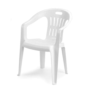 Sedia da giardino set 6 sedie in plastica con braccioli e impilabili colore bianco Tomaino