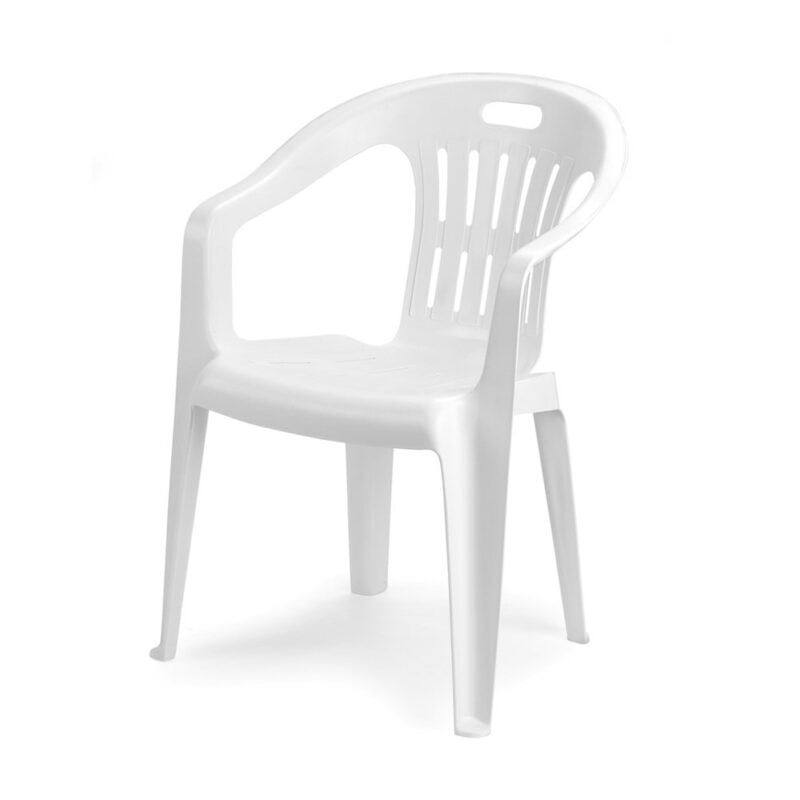 Sedia da giardino set 6 sedie in plastica con braccioli e impilabili colore bianco Tomaino
