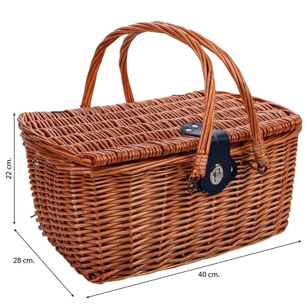 Cesto picnic 4 servizi blu navy 40x28x22h cm
