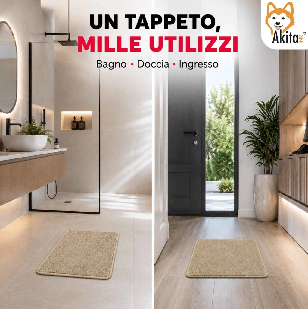 Akitaink Tappeto Multiuso in Microfibra 40x60 cm Beige