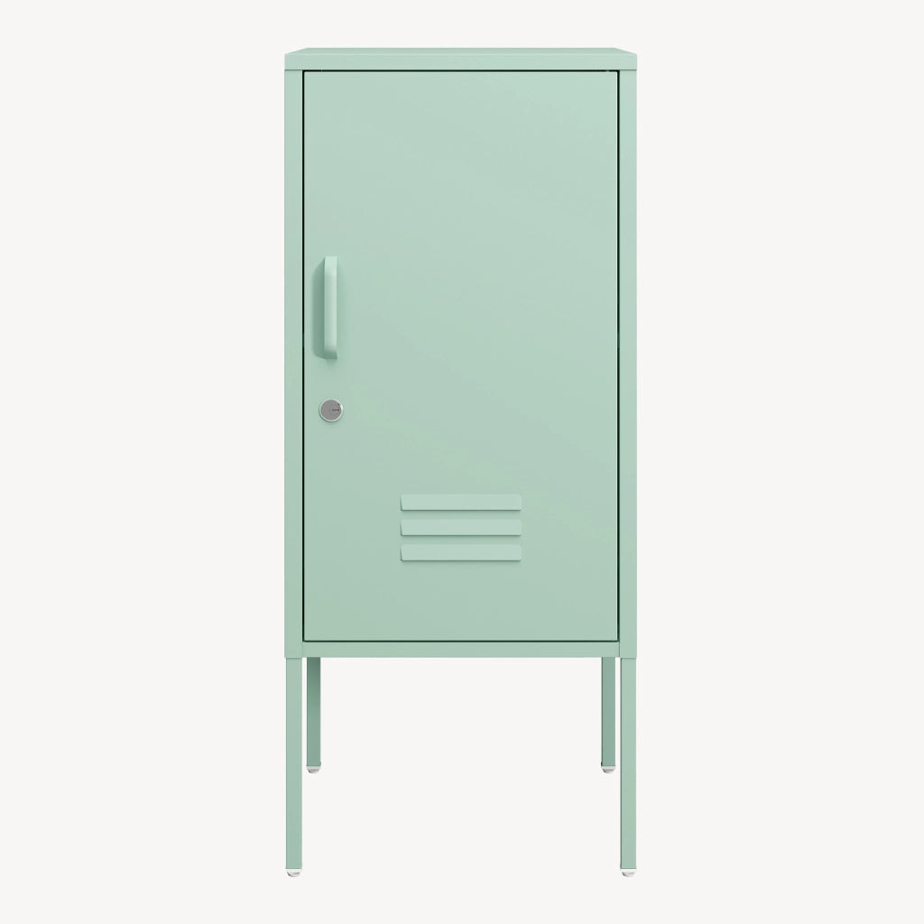 Armadietto Hausjärvi Comodino in Acciaio con Serratura Apertura Anta a Destra - Menta Verde [en.casa]