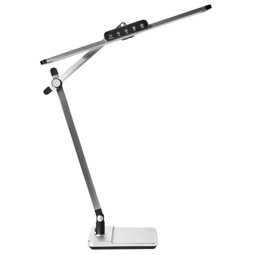 Lampada da scrivania professionale per ufficio argento illuminazione da tavolo per lettura e computer braccio regolabile dimmer continuo