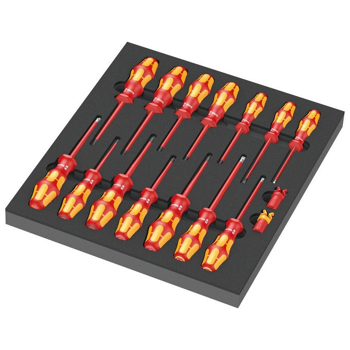 Wera 05150102001 Set Cacciaviti dritto 16 pezzi con Isolamento VDE Schiuma Resistente colore Nero