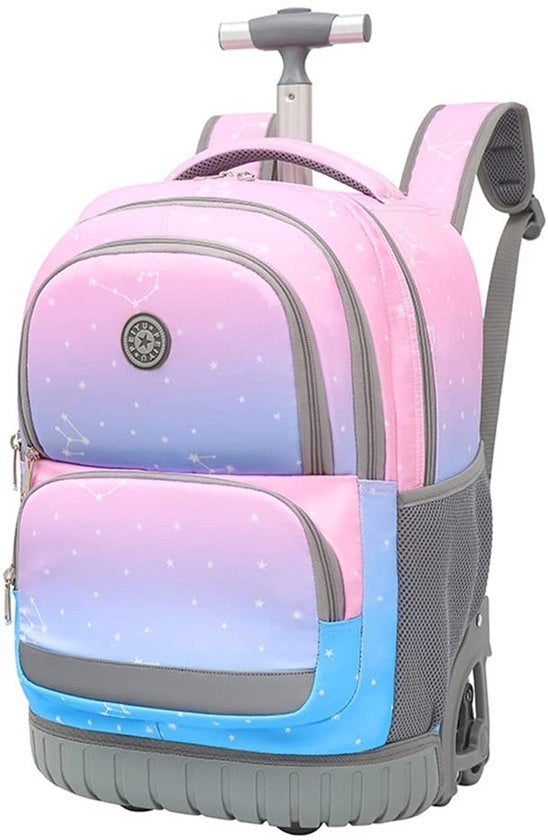 Zaino con Ruote - Borsa da Studio - Borsa con Ruote - Borsa per Ragazze - Borsa per Ragazzi - Tasca per Laptop - 31x28x46 cm - Adatto per Studenti