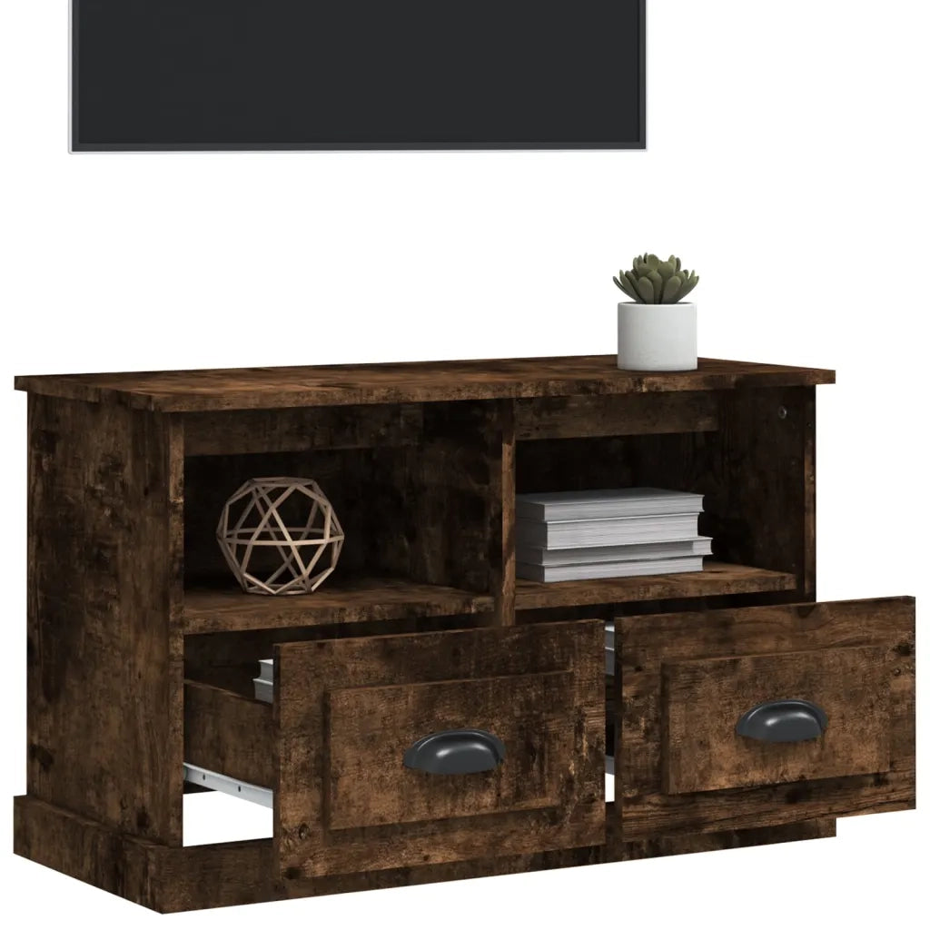 Mobile Porta TV Rovere Fumo 80x35x50 cm in Legno Multistrato 816285