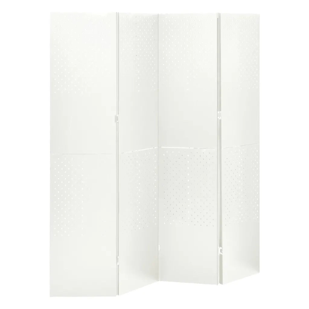 Paravento a 4 Pannelli Bianco 160x180 cm in Acciaio cod mxl 56089