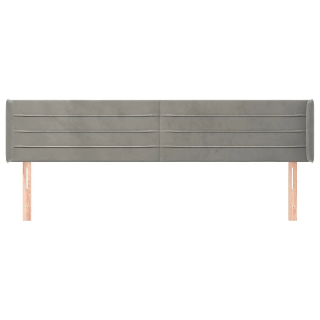 Testiera | Testata ad Orecchio Grigio Chiaro 163x16x78/88 cm in Velluto