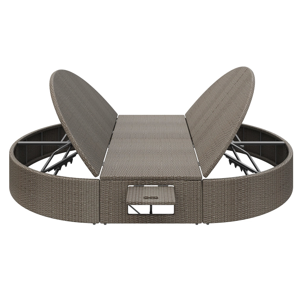 Divano Letto Doppio da Giardino in Rattan ¨C MINIMAL ¨C Daybed 2 Posti con Tavolino Pieghevole