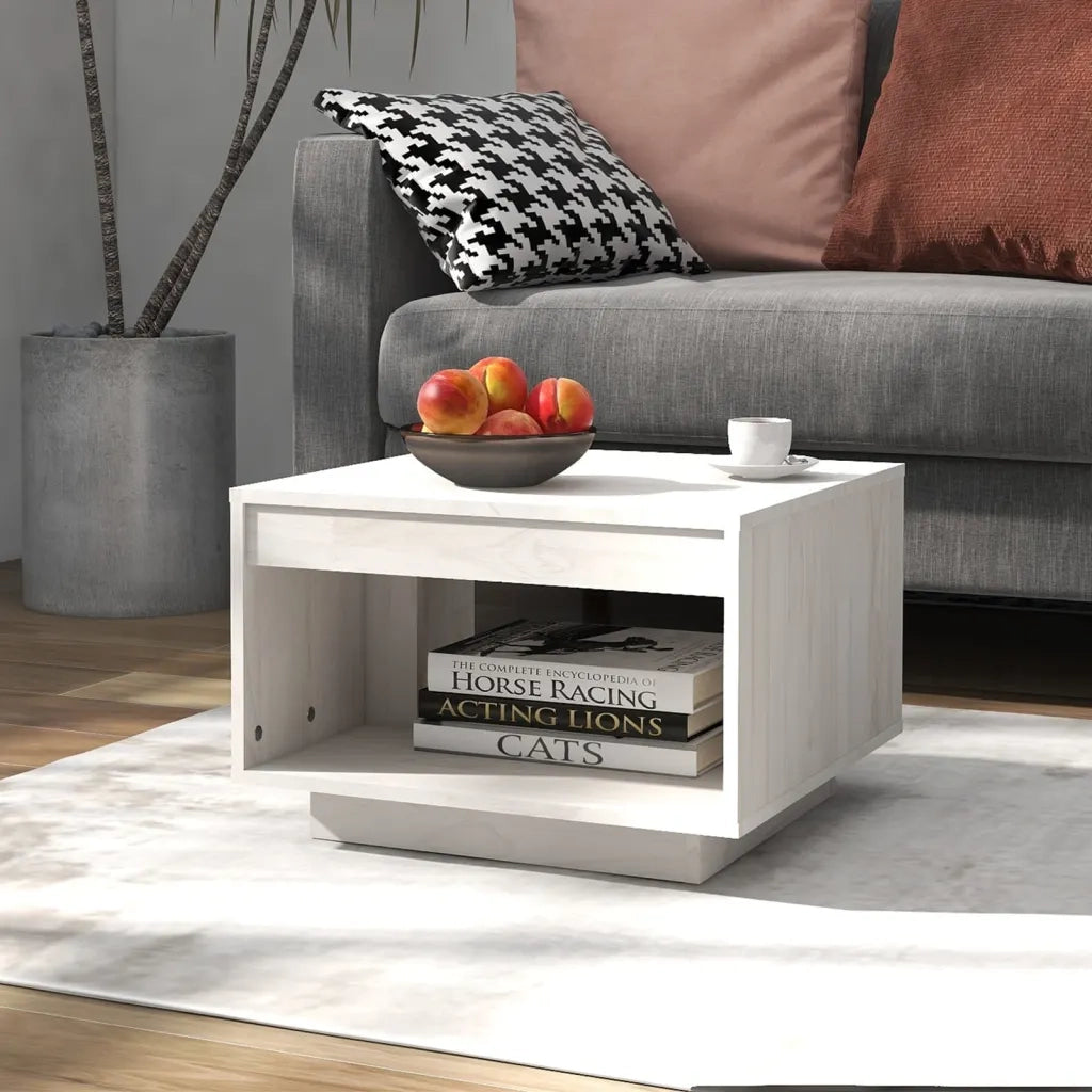 Tavolino da salotto | Tavolino da caff¨¨ | Tavolino da Soggiorno Bianco 50x50x33,5 cm Legno Massello di Pino