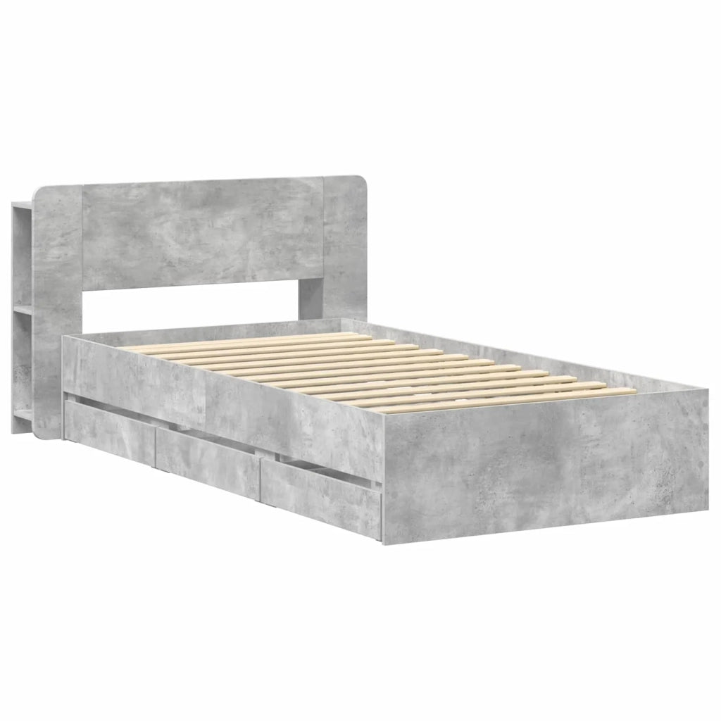 Struttura del letto con stoccaggio e testata Grigio Cemento 3433920