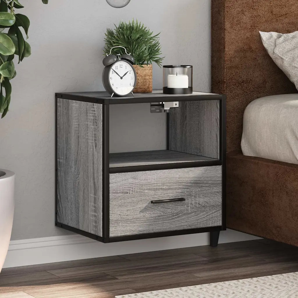 Comodino a Muro Grigio Sonoma 40x31x39,5 cm 848740