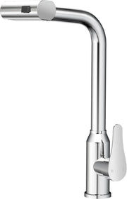 Valvola da Cucina Rotativa, Cucina con 3 Posizioni di Getto, Cucina con Doccia, Cucina con 360° di Rotazione, Mangianeto da Cucina, Materiale: Acciaio Inox Liscio Chiaro