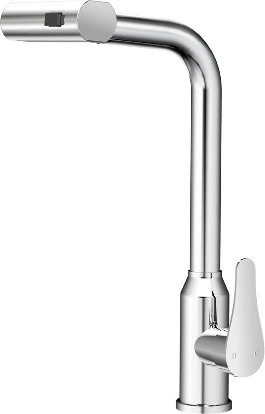 Valvola da Cucina Rotativa, Cucina con 3 Posizioni di Getto, Cucina con Doccia, Cucina con 360° di Rotazione, Mangianeto da Cucina, Materiale: Acciaio Inox Liscio Chiaro