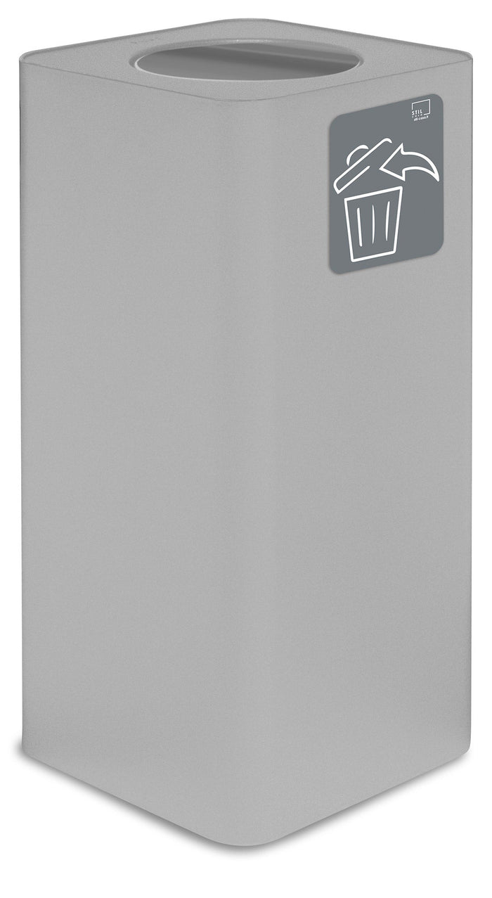 Pattumiera Per Raccolta Rifiuti 38x38xh80 cm In Acciaio Verniciato con Coperchio Basculante Bianco