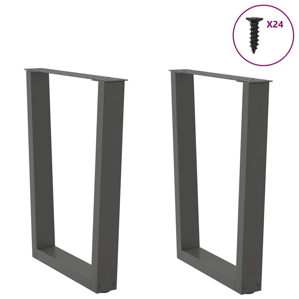 Set di 2 gambe regolabili per tavolo da pranzo dal design moderno 70 x 72-73,3 cm in acciaio antracite 02_0056932
