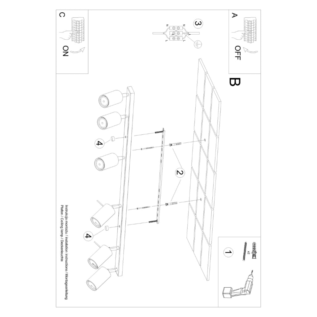Plafoniera TORQUE Pure Lume beige 117cm 6xGU10 orientabili