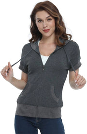 Sweatshirt Casual Donna Corta Con Tasche e Cerniera in Stile Moderno