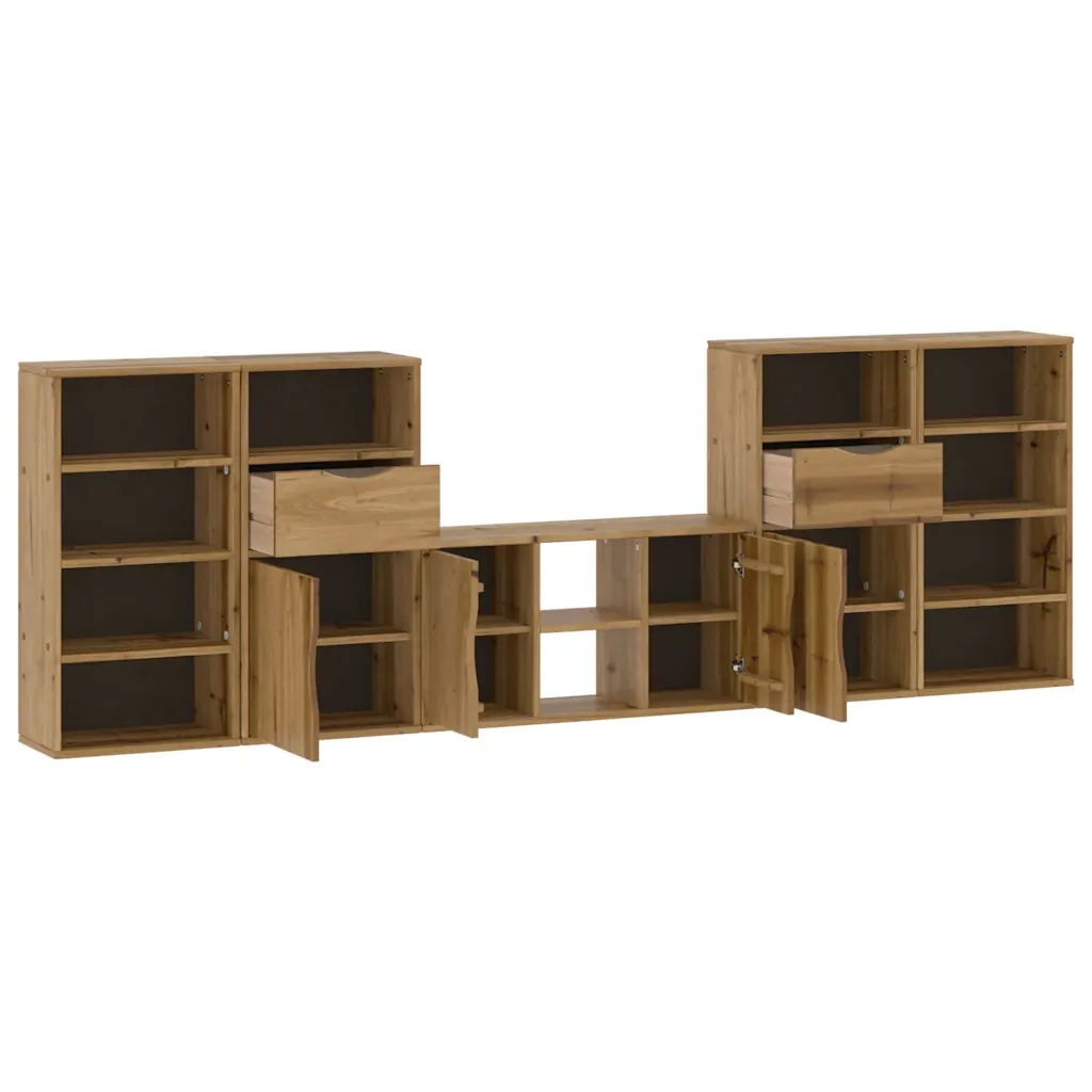 Mobile TV 5 pz con Contenitore ODDA in Legno Massello di Pino 3365370