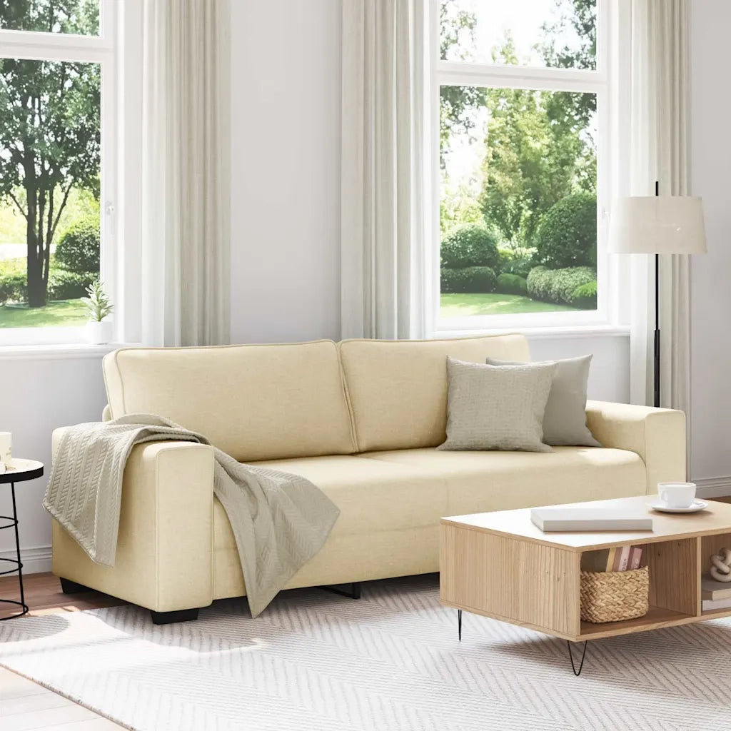 Divano a 3 Posti Crema 220x77x82 cm in Tessuto 4105183