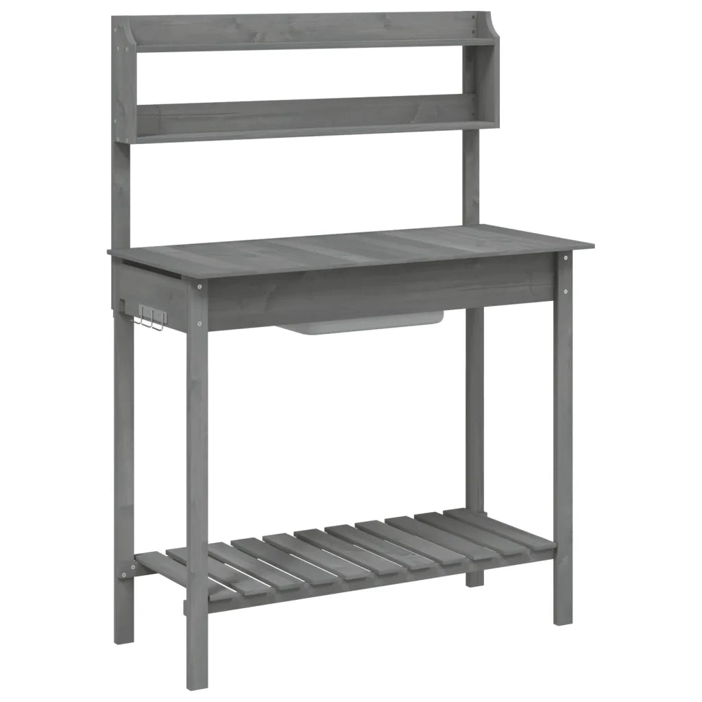 Tavolo Invaso con Lavello Grigio 147,5x44x139,5 Massello Abete CFW2202761