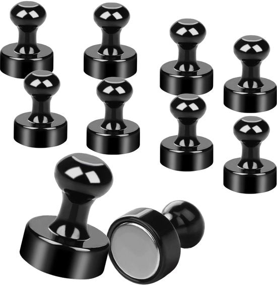 Set di 10 magneti forti 12x16 mm neri neodimio extra forti con scatola di conservazione per lavagna bianca, lavagna, quadro da parete e frigorifero