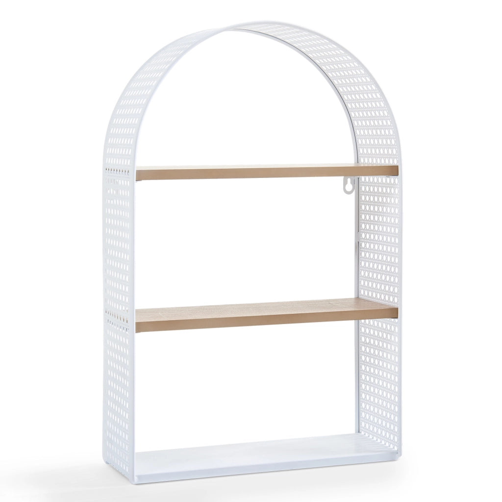 Scaffale da Parete Jäller Design Arcuato Traforato 53x35x14 cm Bianco [en.casa]