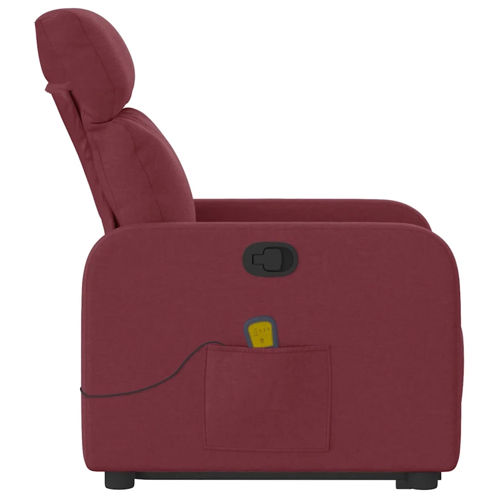 Poltrona Alzapersona Massaggio Reclinabile Rosso Vino Tessuto 3206711