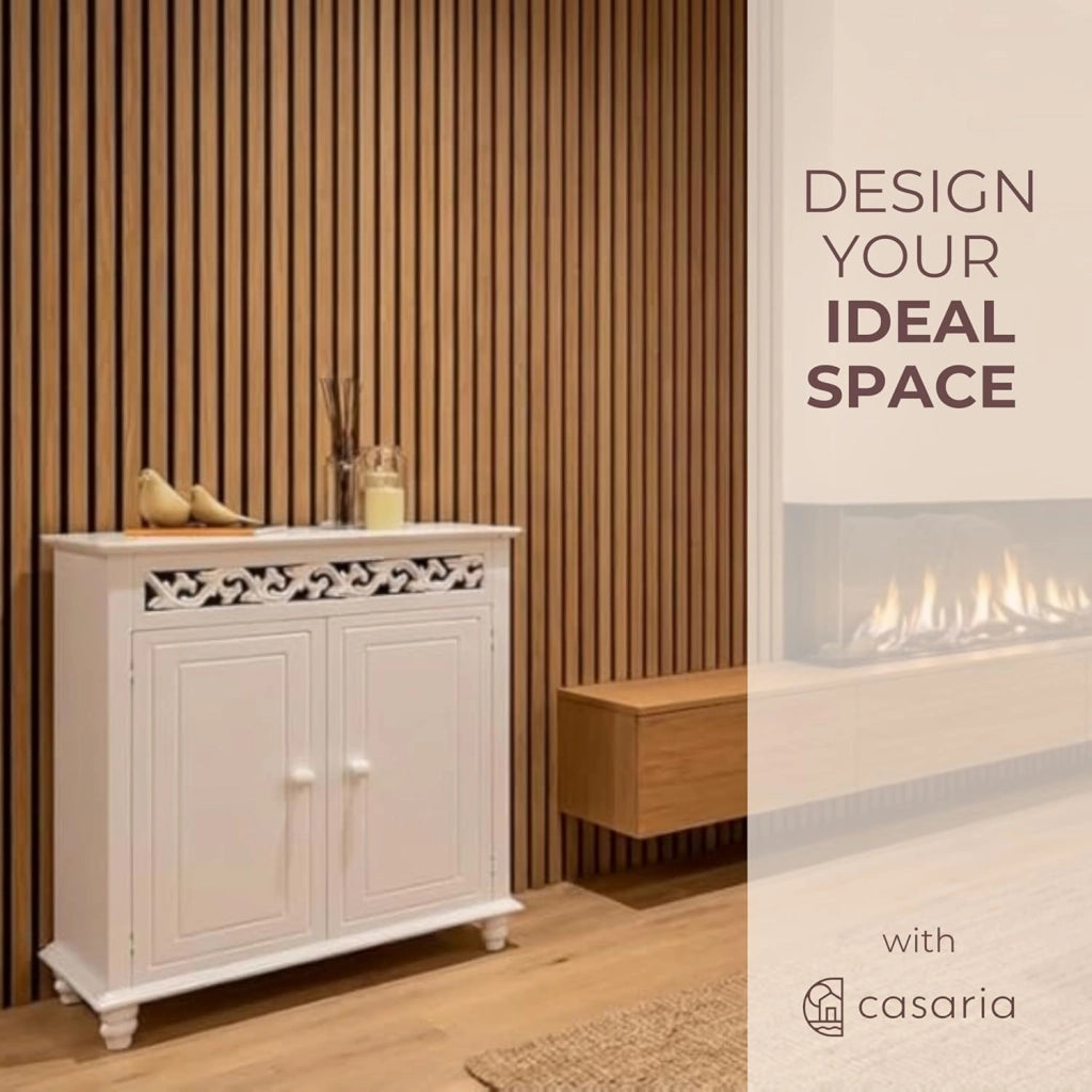 ® Mobiletto Bianco Stile Country 76x65x35cm 2 Scomparti Armadietto Multiuso con Ante Mobile Bagno Consolle Ingresso Credenza Cucina Madia Soggiorno Mobili Salone Arredamento Casa Mobile TV