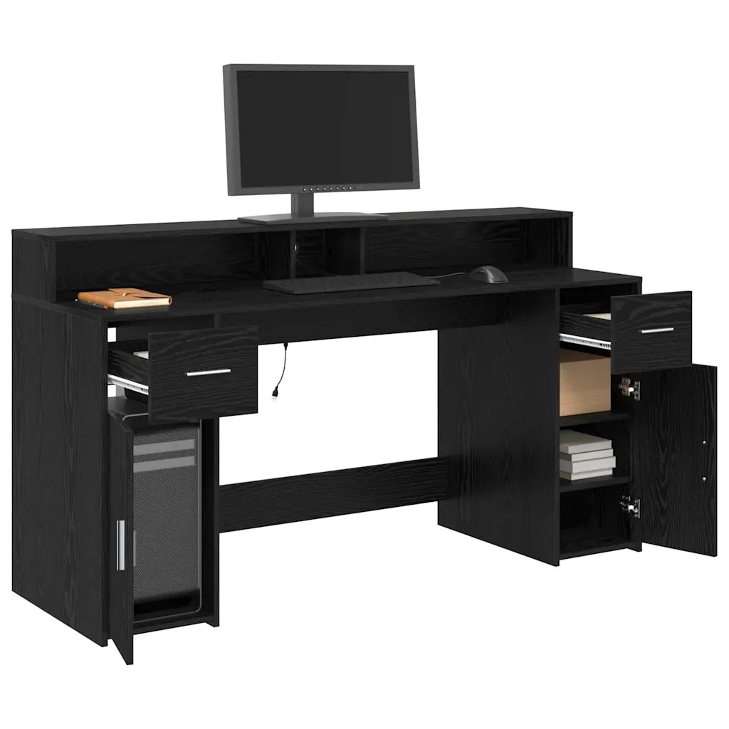 Scrivania | Tavolo da Ufficio Rovere nero 160 x 55 x 91 cm Legno multistrato
