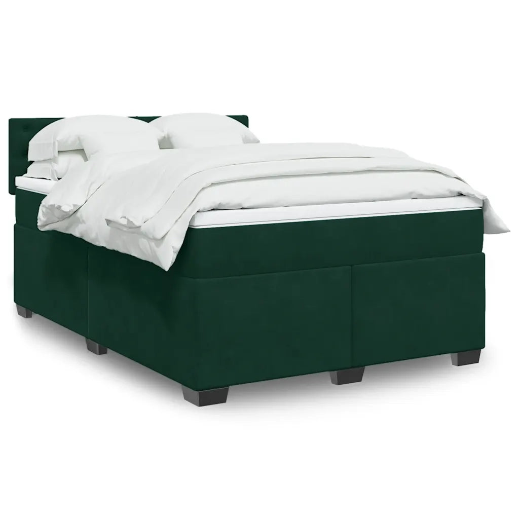 Giroletto a Molle con Materasso Verde Scuro 140x190 cm Velluto 3288621