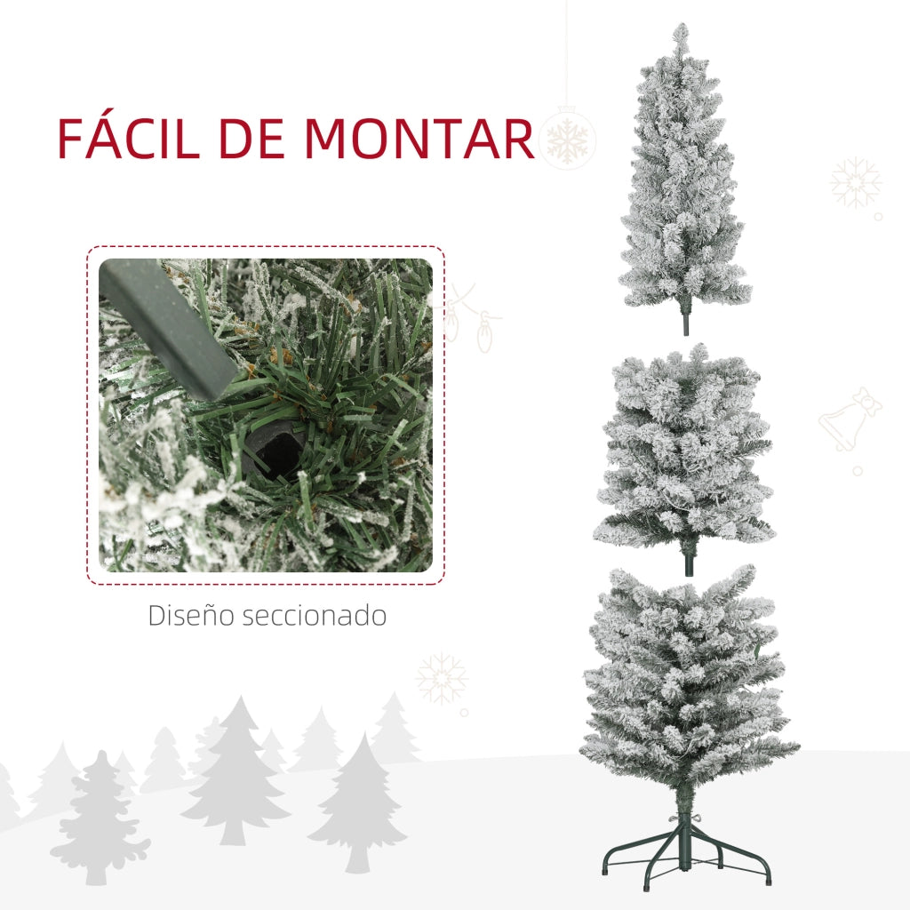 Albero di Natale Artificiale ¨C zephmum ¨C Bianco Verde 180 cm 150 Luci LED