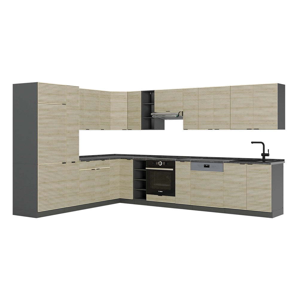 Cucina angolare completa Fame-Line Pannello in quercia/Antracite 347 x 60 cm, PT Antracite Vicco