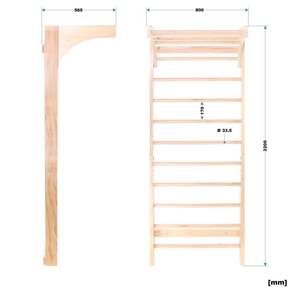 Toboli Spalliera svedese legno 220 cm max 150 kg Scala per ginnastica bambini adulti