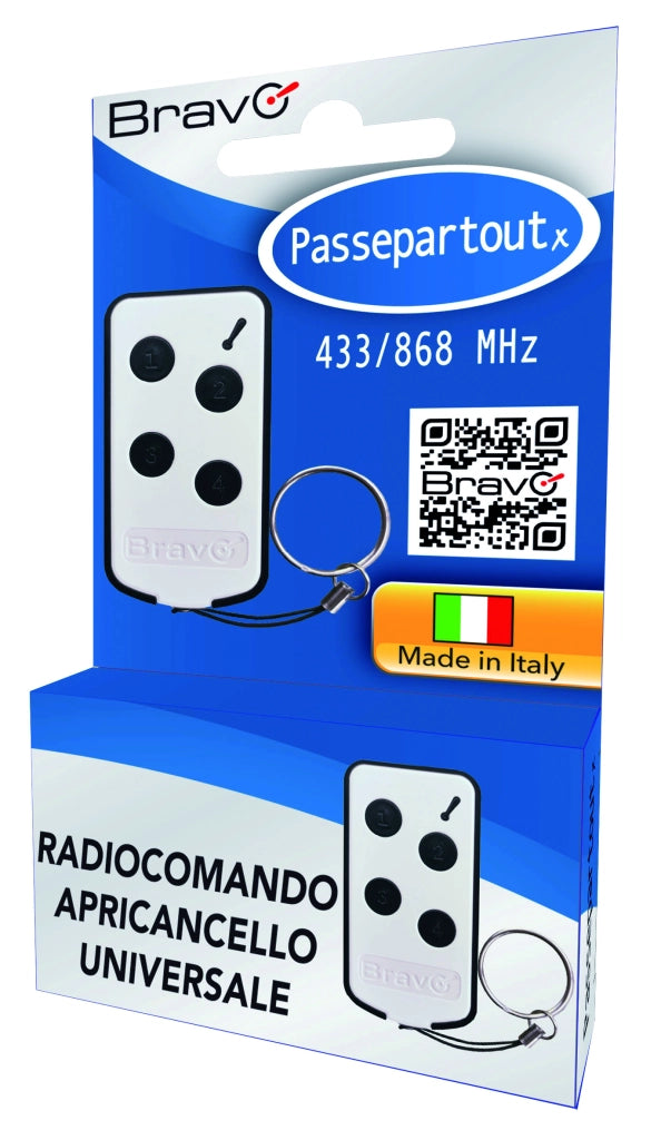 Bravo RADIOCOMANDO APRICANCELLO PASSEPARTOUT X Codice fisso  Frequenza 433+868 MHz