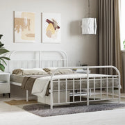 Giroletto con Testiera e Pediera-Struttura Letto Metallo Bianco 140x200 cm 902690