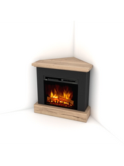 Caminetto Elettrico Angolare da pavimento A Libera Installazione 23' Nero-Rovere chiaro - YUKON