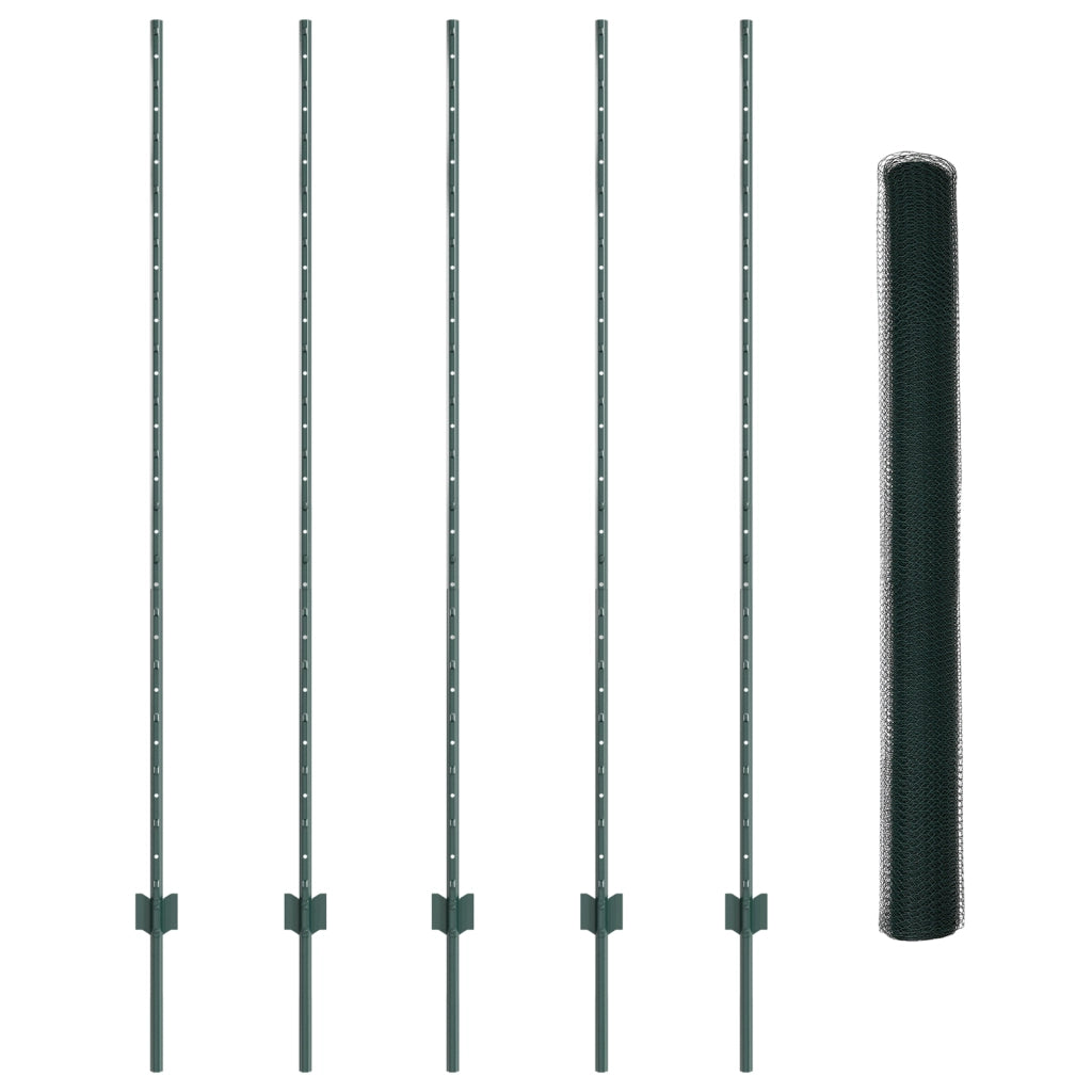 Pali per Recinto  5 pz U-Channel Verde 160 cm Acciaio