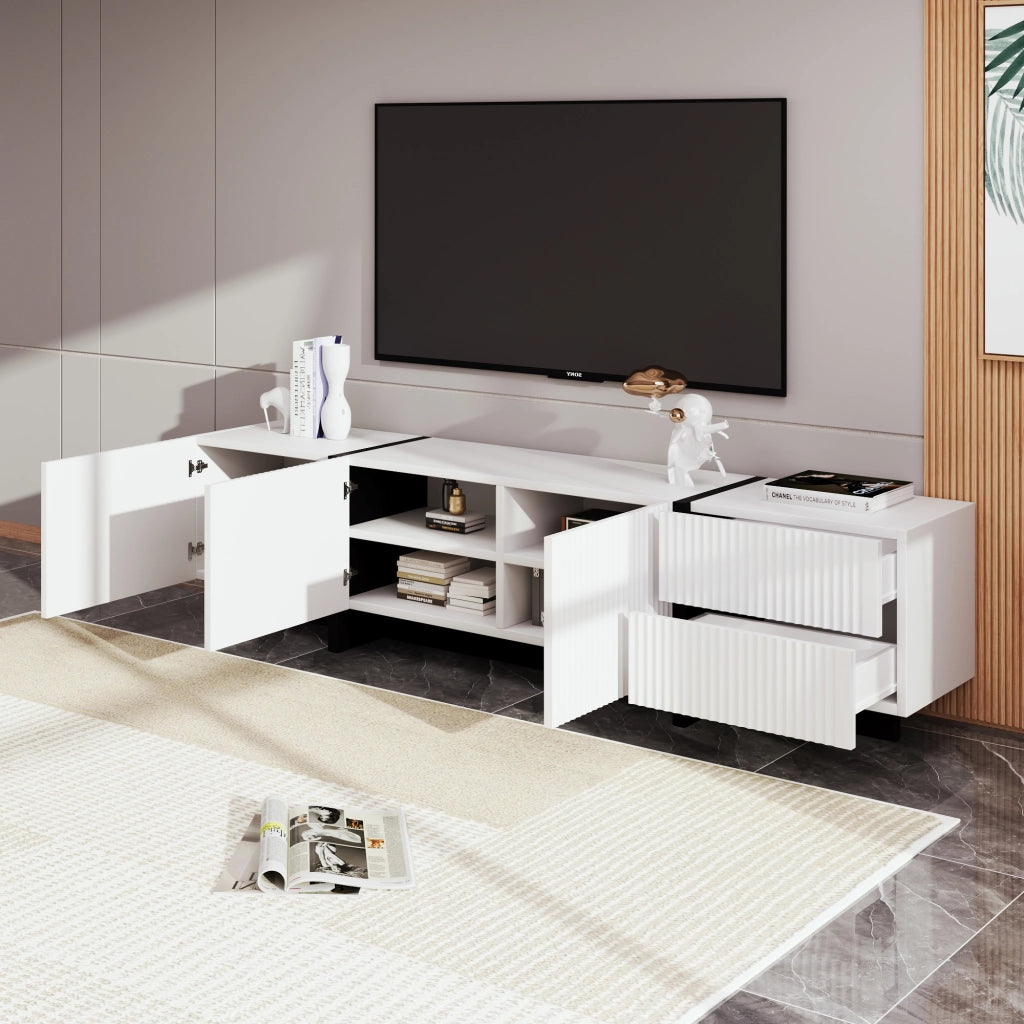 Mobile TV con 3 Ante e 2 Cassetti; Cerniere Ammortizzate; Stile Moderno; 190??35??45 cm; in MDF e Pannello di Particelle; Nero Bianco