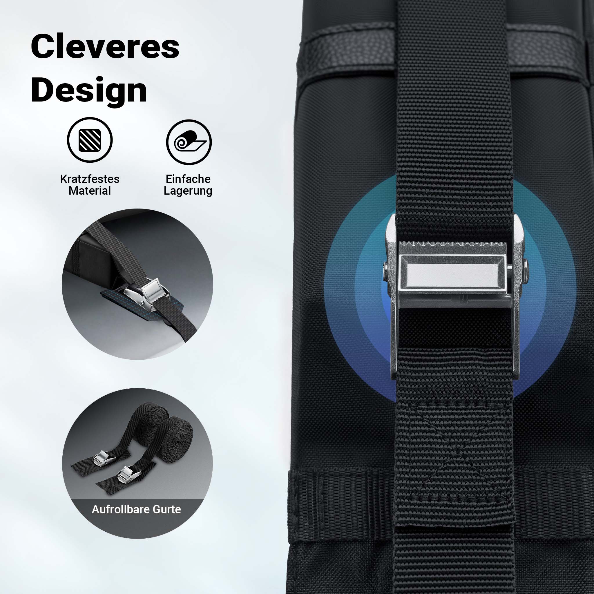 2x Barre portatutto per auto, barre morbide portapacchi universali, capacità 75 kg, per surf, kayak, sci