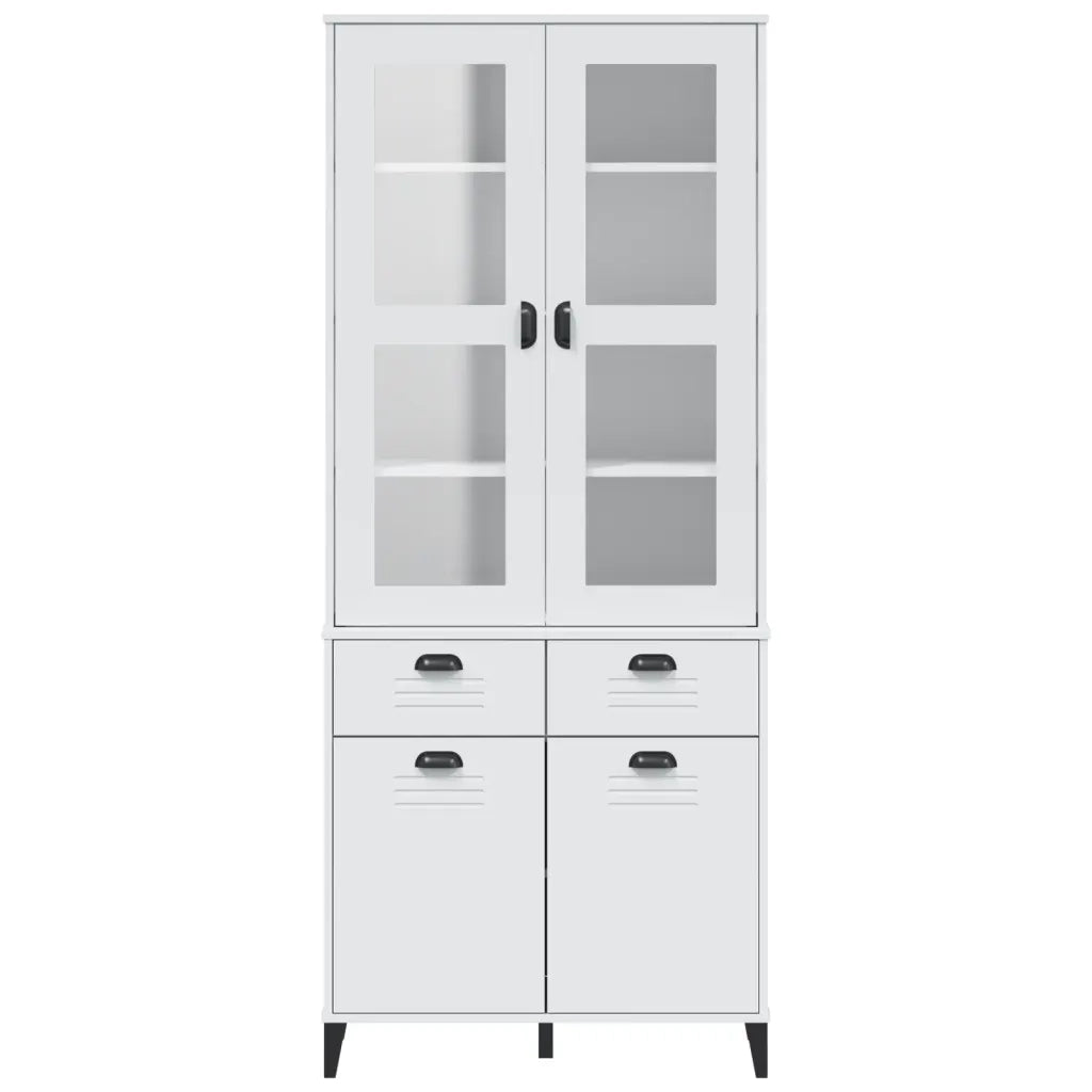 Credenza VIKEN Bianca 80x40x190 cm in Legno Massello di Pino 3207147