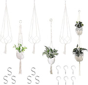 6 macramé vasi in cotone - confezione con 6 ganci a S e 6 ganci a viti - vasi a macramé per piante indoor - vasi di fiori in corda - decorazione per porta - decorazione per giardino