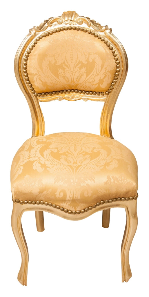 Biscottini Sedia stile francese Luigi XVI in legno massello di faggio ORO/ORO poltroncina